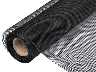 There is a roll of fiberglass insect screen in black.