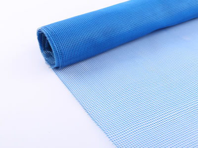 A roll of fiberglass insect screen in blue.
